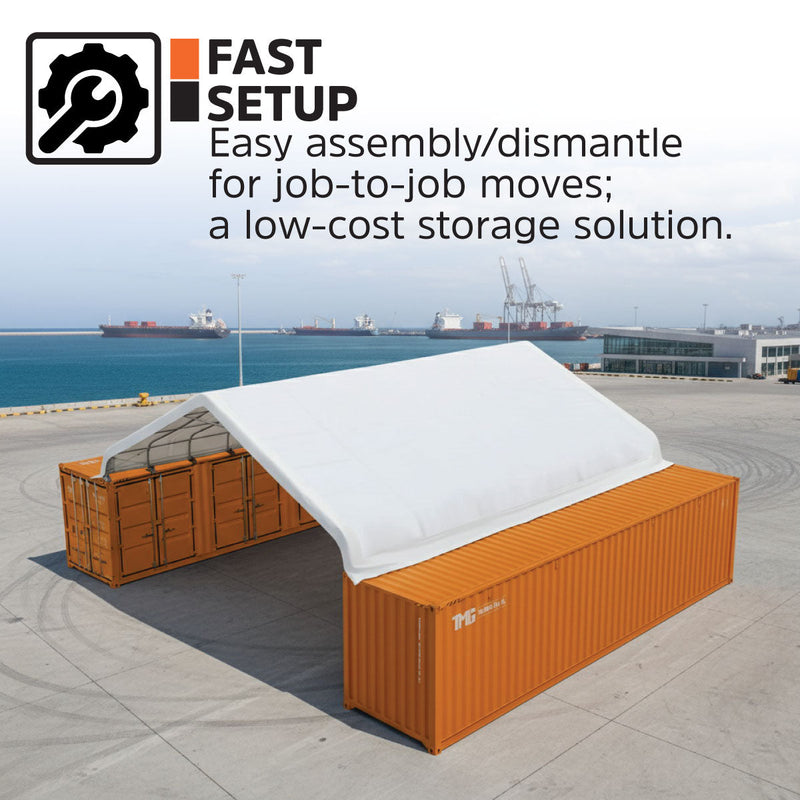 30' x 40' PVC Fabric Container Peak Roof Shelter Pro Series, Fire Retardant, UV Protected, GMD-ST3042CV (Previously ST3041CV)