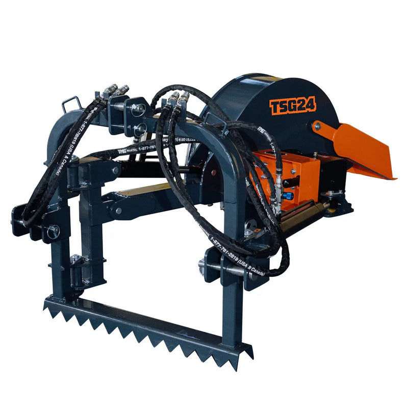 3-Point PTO Stump Grinder, 20-60 HP, Cat 1 & 2 Hookups, 12" Below & 18" Above Ground, 40° Cutting Arc, GMD-TSG24