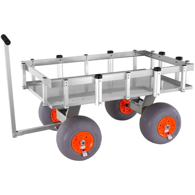 500 lbs Beach Fishing Cart, 13" PU Balloon Tires, Heavy-Duty Aluminum Frame, 6 Rod Holders, DOBA-MC500