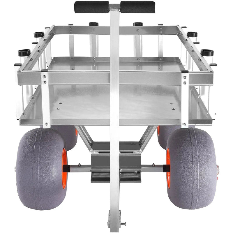 500 lbs Beach Fishing Cart, 13" PU Balloon Tires, Heavy-Duty Aluminum Frame, 6 Rod Holders, DOBA-MC500