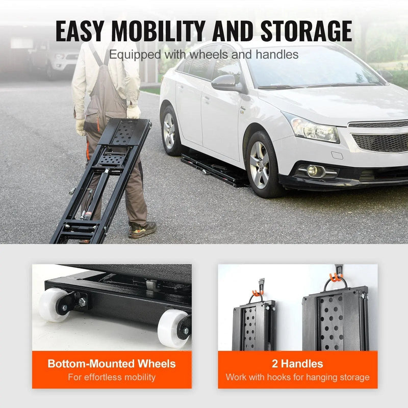 25.6" Max Height Car Lift, 5,000 LBS Capacity, Extended-Length Plates, 120V Power Unit, DOBA-ALT5000