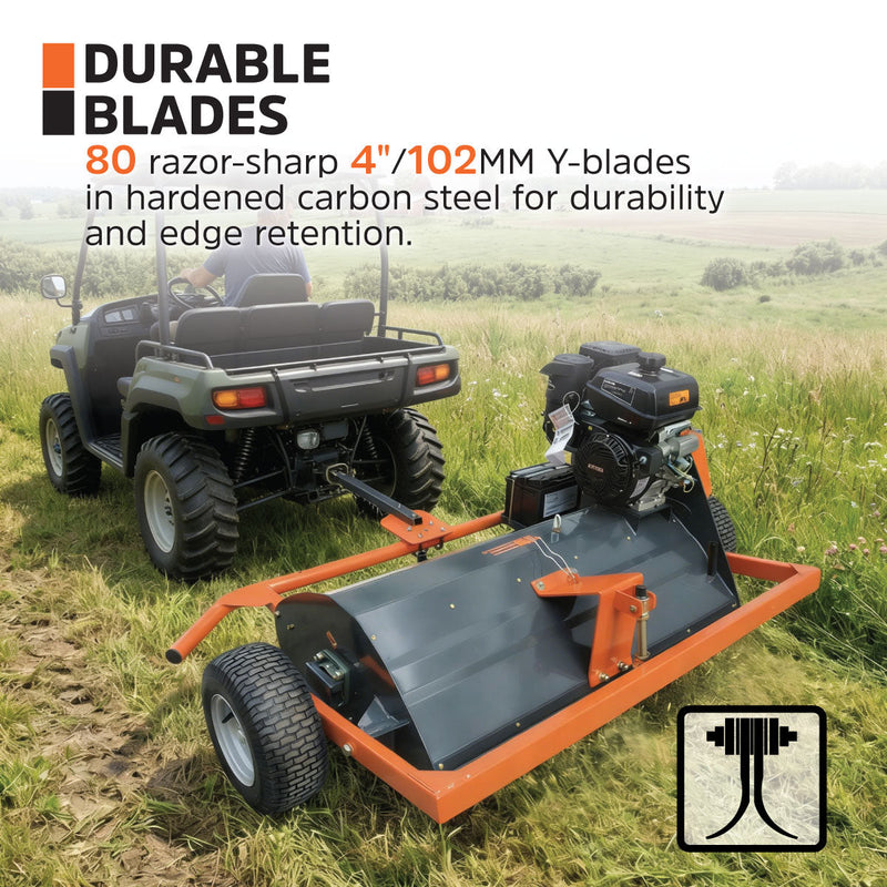 48" ATV Flail Mower Slasher with 14 HP Kohler Engine and Tow-Behind Side Shift, GMD-AFM48K