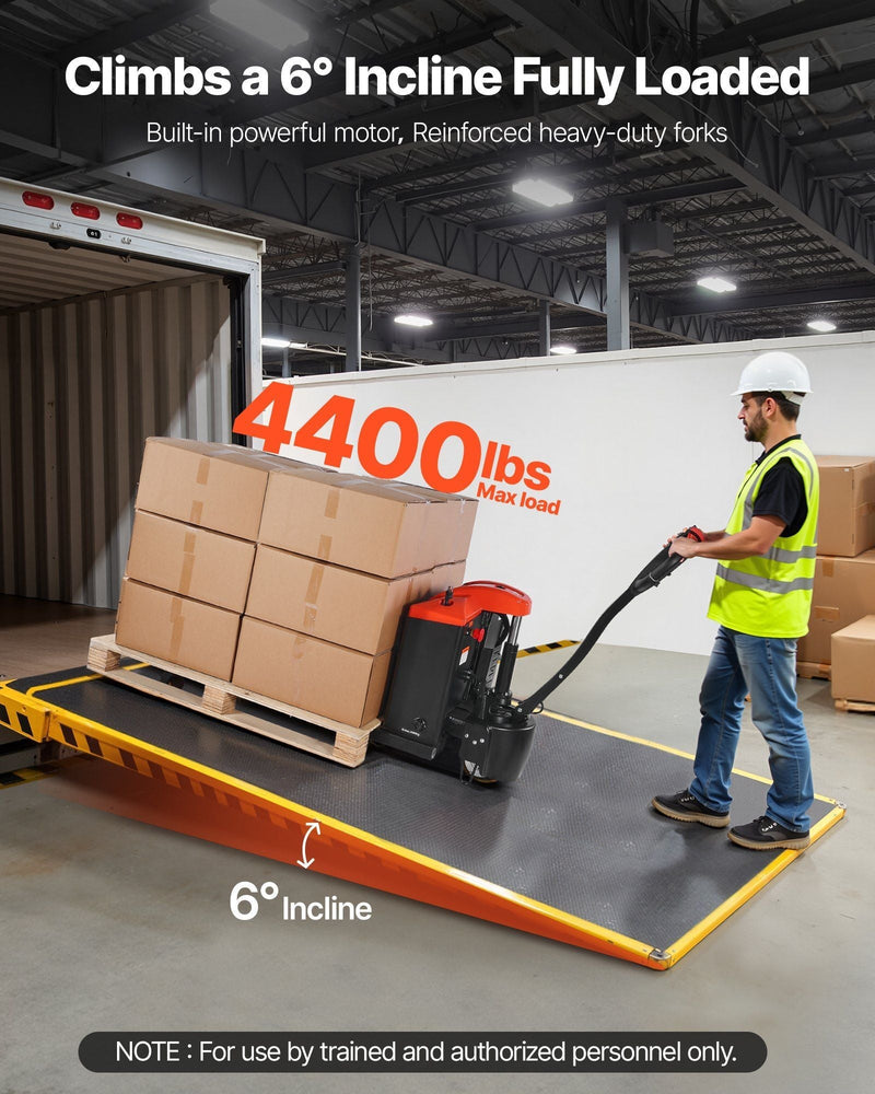 Electric Pallet Jack 4400 lbs Capacity, Lithium Battery Powered with 48" x 27" Forks, VEVOR, DOBA-PJ4400