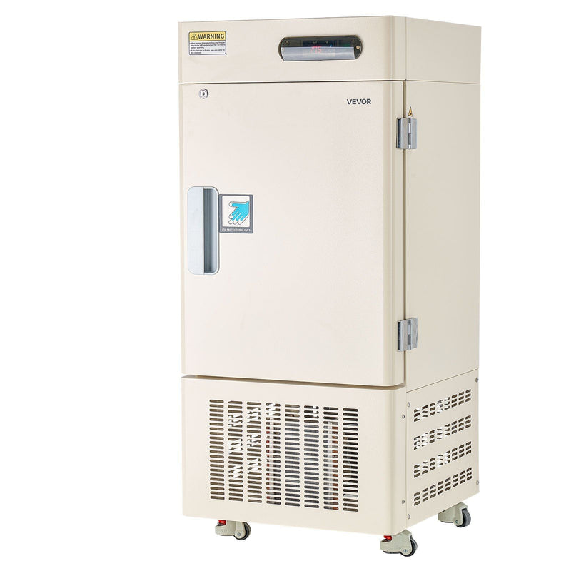 28L Ultra Low Temperature Lab Freezer, −40°F to −123°F Adjustable Temperature Range, Compact Stainless Steel Design, DOBA-LF28