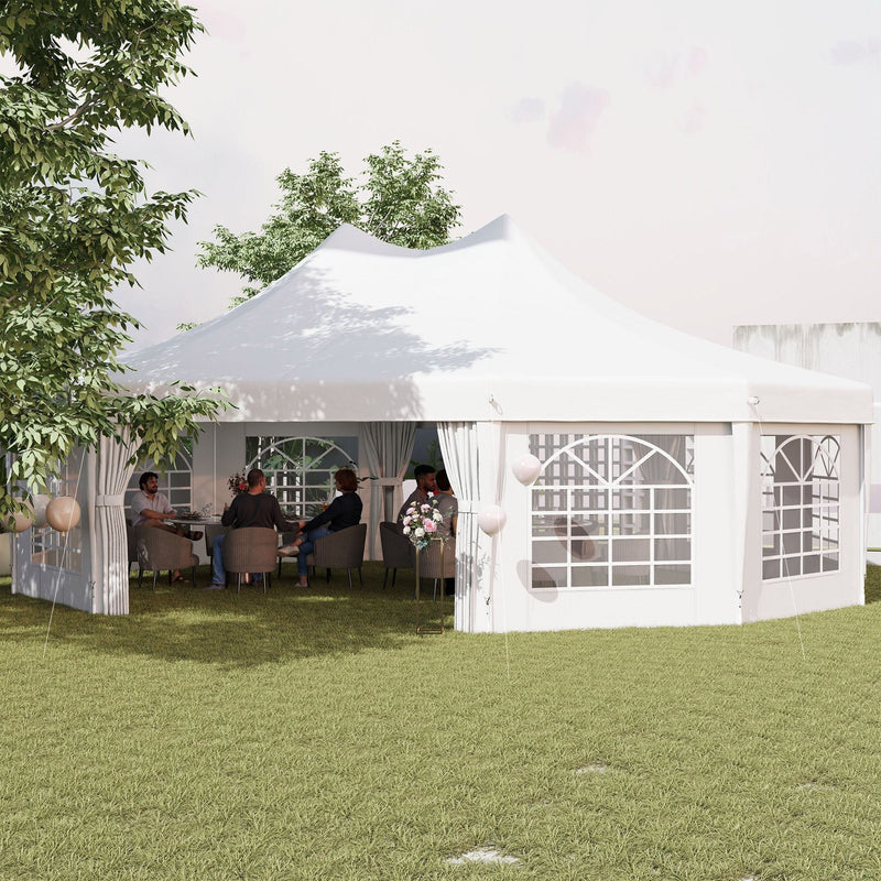 29' x 21' Extra Large Octagon Party Event Tent with 2 Pull-Back Doors, White, DOBA-OPT2921