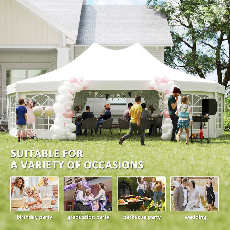 29' x 21' Extra Large Octagon Party Event Tent with 2 Pull-Back Doors, White, DOBA-OPT2921