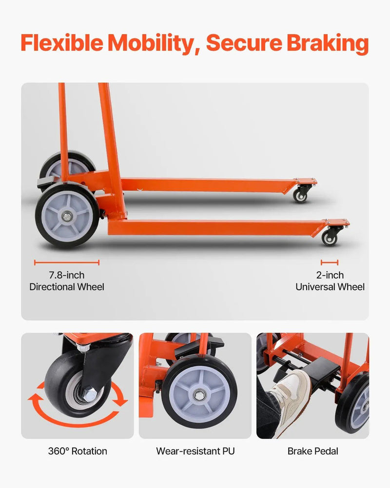 330 lbs Material Lift Winch Stacker, Pallet Truck Dolly, 42.9 in Max Lift, DOBA-LWS330
