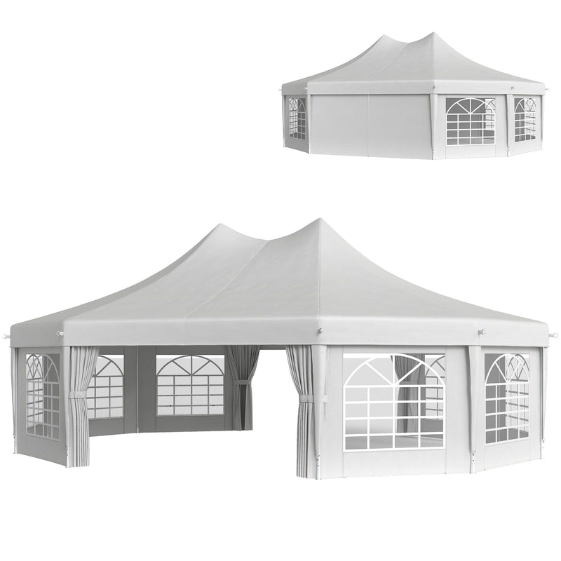29' x 21' Extra Large Octagon Party Event Tent with 2 Pull-Back Doors, White, DOBA-OPT2921