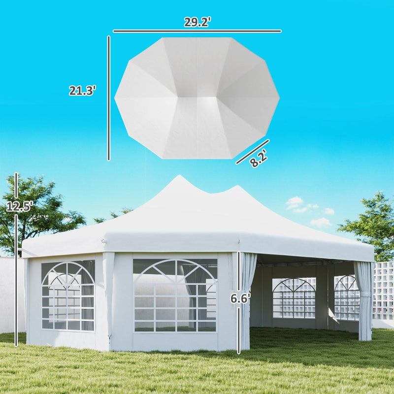 29' x 21' Extra Large Octagon Party Event Tent with 2 Pull-Back Doors, White, DOBA-OPT2921