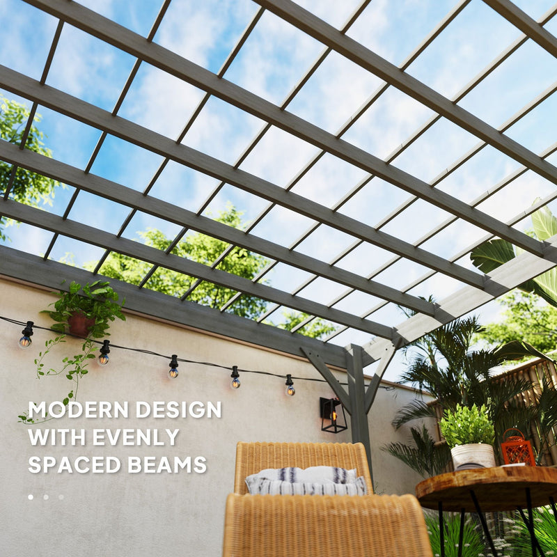 12' x 20' Wooden Pergola Gazebo with Grape Trellis & Concrete Anchors, Gray, DOBA-WPG1220