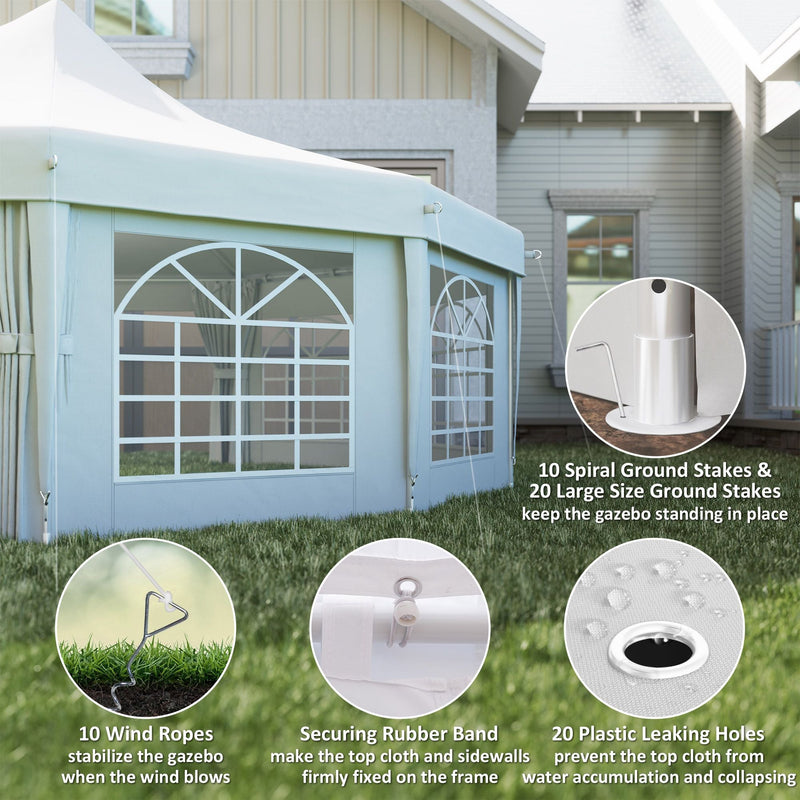 29' x 21' Extra Large Octagon Party Event Tent with 2 Pull-Back Doors, White, DOBA-OPT2921