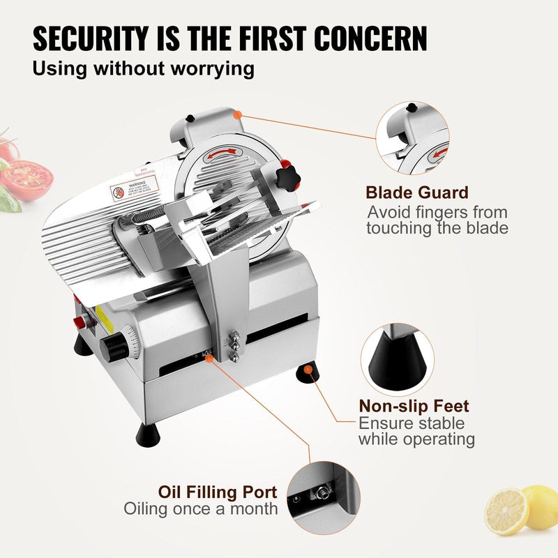 540W Automatic Meat Slicer, 10" Dual Stainless Steel Blades, 0–15mm Adjustable Thickness, Child Lock Protection, DOBA-MS540