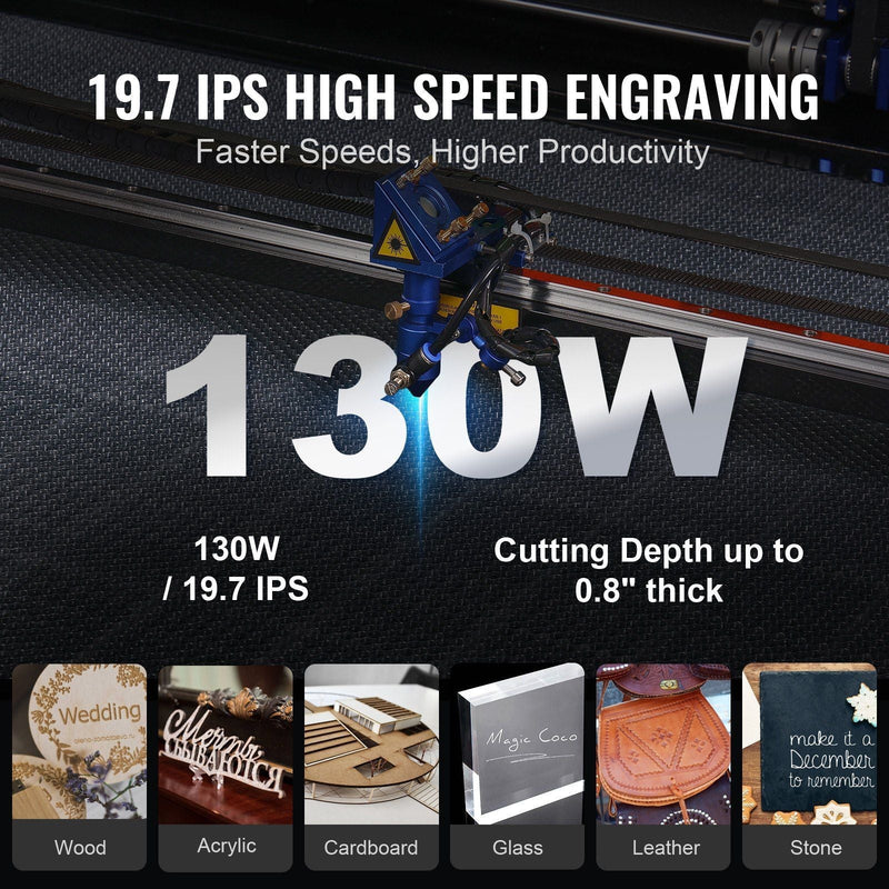 130W CO2 Laser Engraver 35" x 55" with Ruida DSP & Air Assist, VEVOR, DOBA-LE130