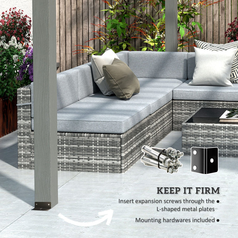 12' x 20' Wooden Pergola Gazebo with Grape Trellis for Climbing Plants, Gray, Outsunny, DOBA-PG1220