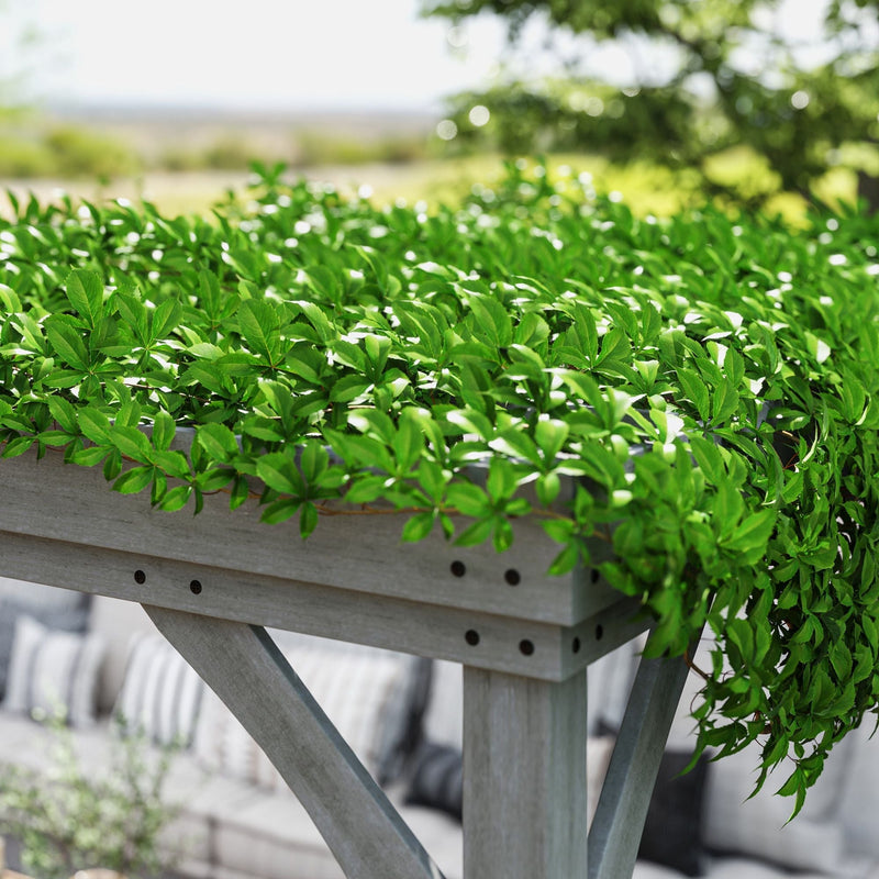 12' x 20' Wooden Pergola Gazebo with Grape Trellis & Concrete Anchors, Gray, DOBA-WPG1220