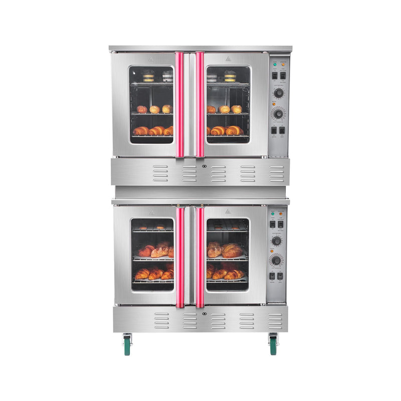 Double Deck Gas Convection Oven, 14 cu.ft Full-Size Capacity, 40,000 BTU x2 Burners, Dual Fan Modes for Bakery & Restaurant Use, DOBA-GO14
