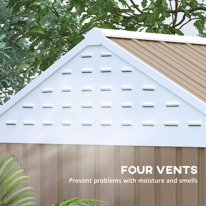 8' x 6' Metal Garden Storage Shed, Extra Large Tool Storage, Doors, Window, and Air Vents, Brown, DOBA-MS86