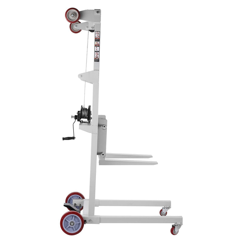 551 lbs Material Lift Winch Stacker, 70" Max Lift Height, Manual Pallet Truck Dolly with Wheels & Adjustable Forks, DOBA-WLT551