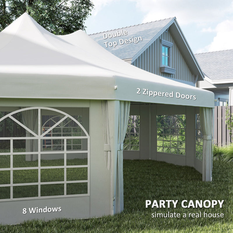 29' x 21' Extra Large Octagon Party Event Tent with 2 Pull-Back Doors, White, DOBA-OPT2921