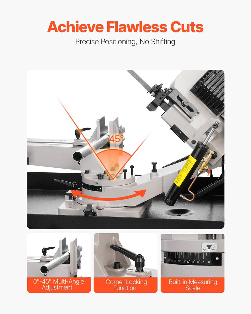 Metal Horizontal Band Saw 7" x 8.25" Cutting Capacity, 1.1kW Dual Voltage 110/220V, VEVOR, DOBA-BS7825