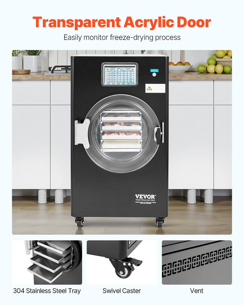 Vacuum Freeze Dryer 8.8–13.2 lb 4-Tray Food Freeze Drying Machine, Black, VEVOR, DOBA-FD413B