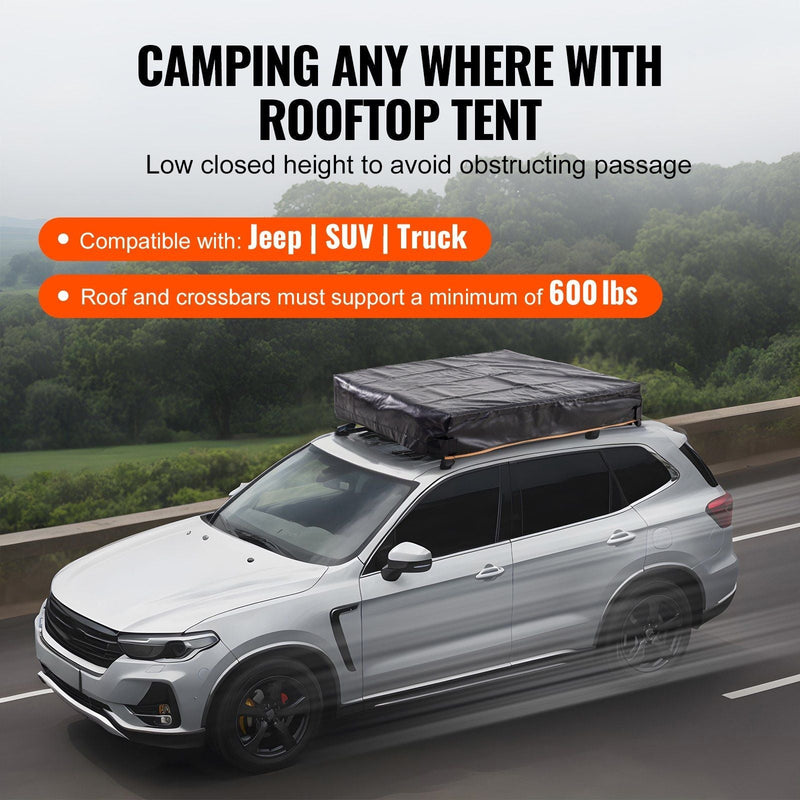 Hard Shell Rooftop Tent for 2–3 Person with Ladder, Waterproof Camping Tent for SUV & Truck, VEVOR, DOBA-RTT23