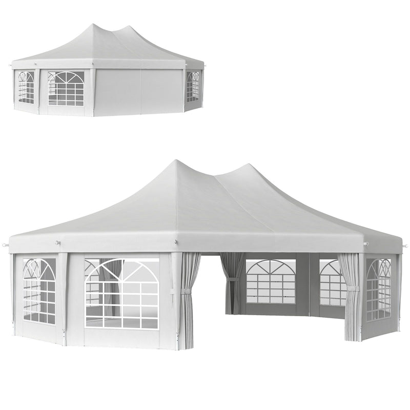 29' x 21' Extra Large Octagon Party Event Tent with 2 Pull-Back Doors, White, DOBA-OPT2921