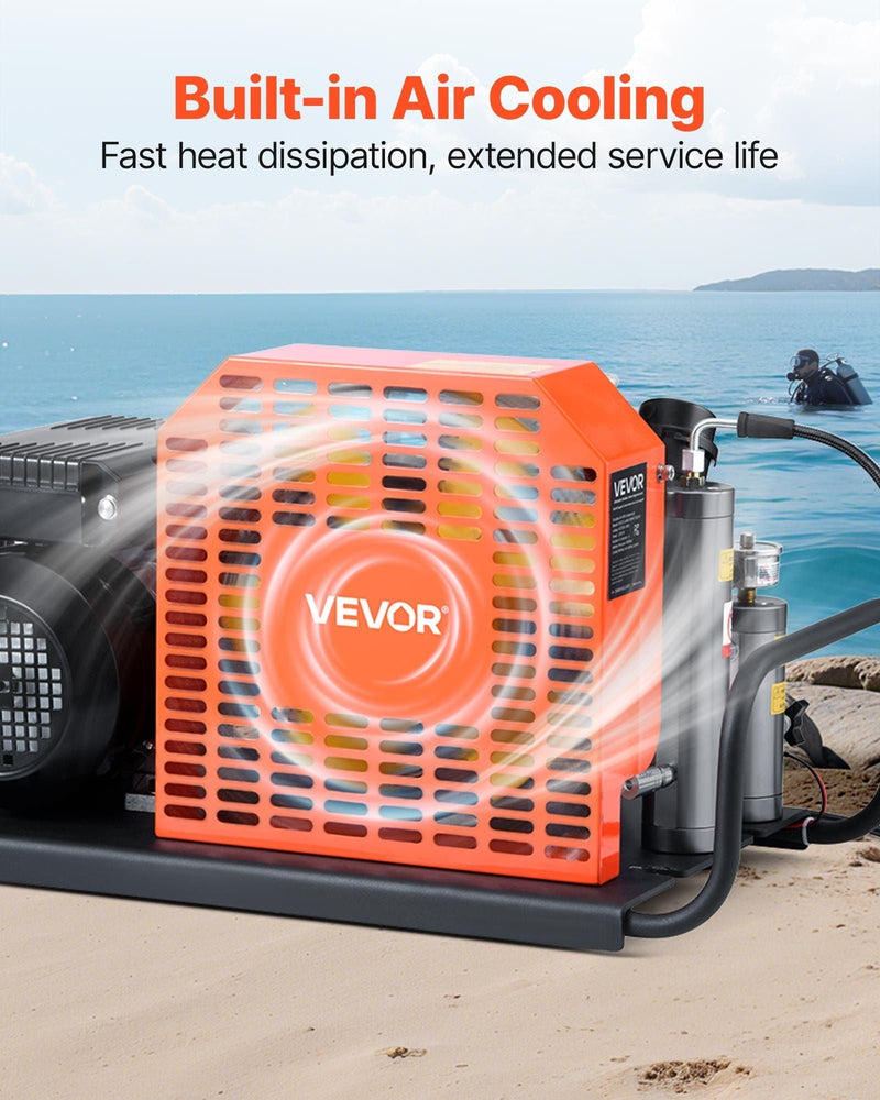 4500 PSI (30 MPa) PCP Air Compressor, 60 L/min Four-Cylinder, Auto Stop with Fan Cooling System, for Scuba Tanks & Paintball, DOBA-PCP4500