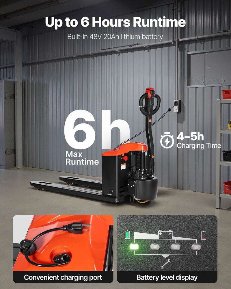Electric Pallet Jack 4400 lbs Capacity, Lithium Battery Powered with 48" x 27" Forks, VEVOR, DOBA-PJ4400