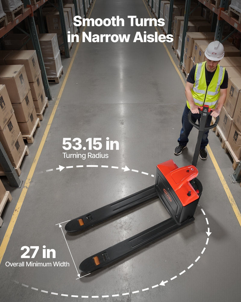 Electric Pallet Jack 4400 lbs Capacity, Lithium Battery Powered with 48" x 27" Forks, VEVOR, DOBA-PJ4400