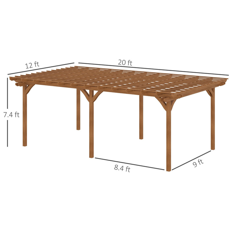 20' x 12' Wooden Pergola Gazebo with Grape Trellis Design for Garden & Patio, DOBA-WPG2012