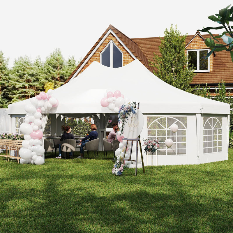 29' x 21' Extra Large Octagon Party Event Tent with 2 Pull-Back Doors, White, DOBA-OPT2921