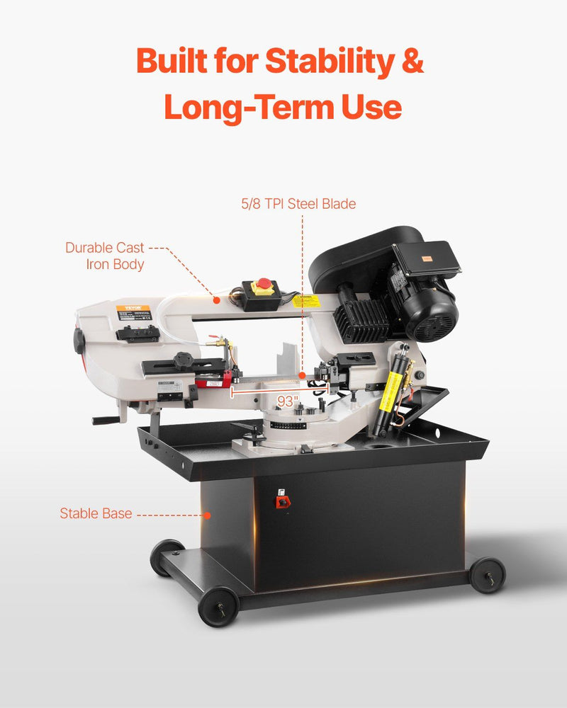 Metal Horizontal Band Saw 7" x 8.25" Cutting Capacity, 1.1kW Dual Voltage 110/220V, VEVOR, DOBA-BS7825