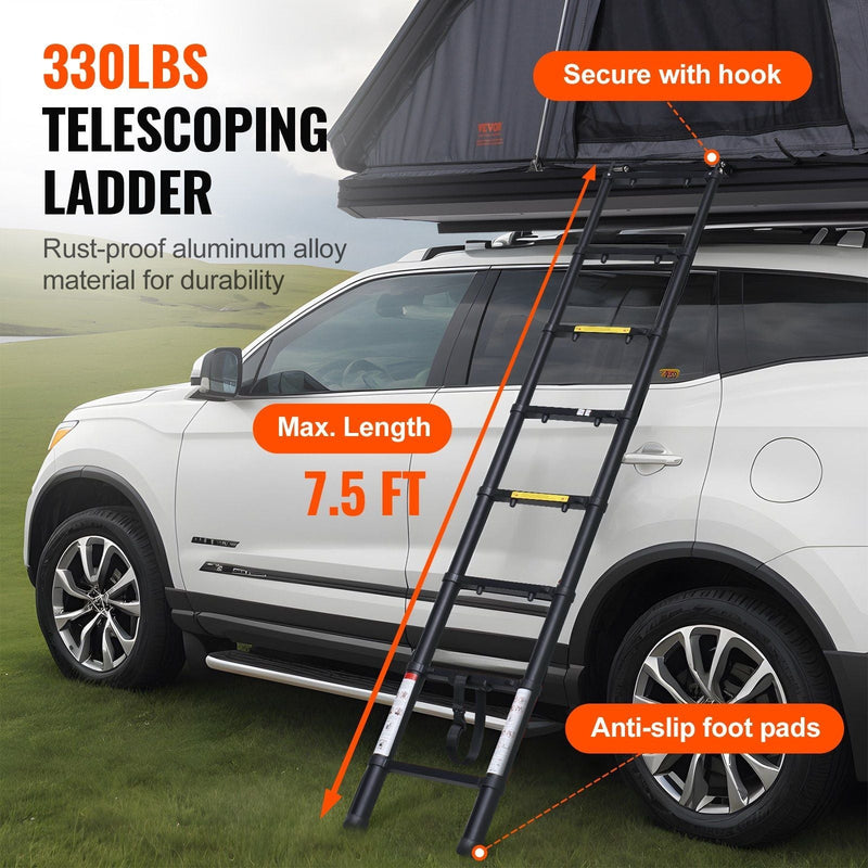 Hard Shell Rooftop Tent 2–3 Person with Ladder, Aluminum Shell Waterproof Tent for SUV & Truck, VEVOR, DOBA-RTT23AL
