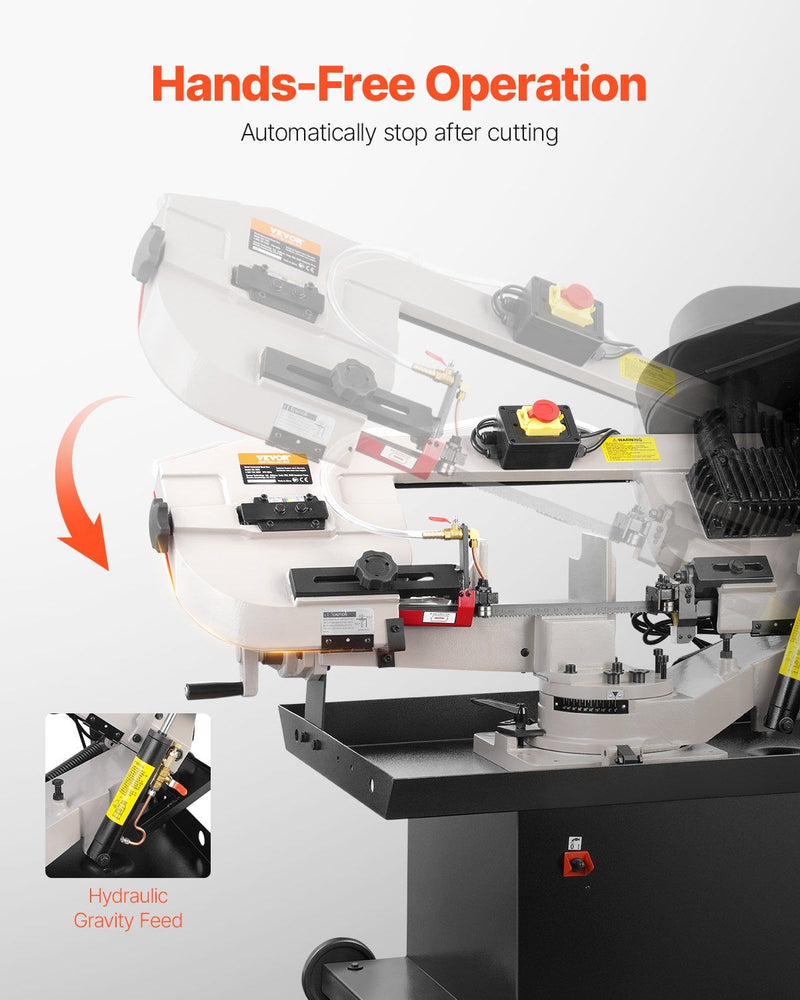 Metal Horizontal Band Saw 7" x 8.25" Cutting Capacity, 1.1kW Dual Voltage 110/220V, VEVOR, DOBA-BS7825