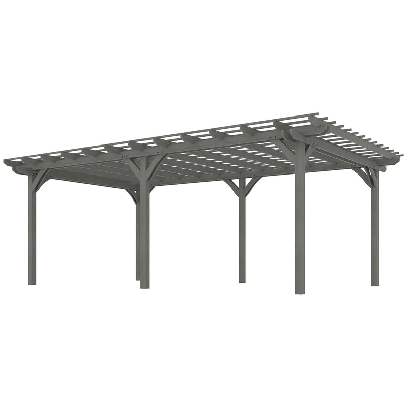 12' x 20' Wooden Pergola Gazebo with Grape Trellis for Climbing Plants, Gray, Outsunny, DOBA-PG1220