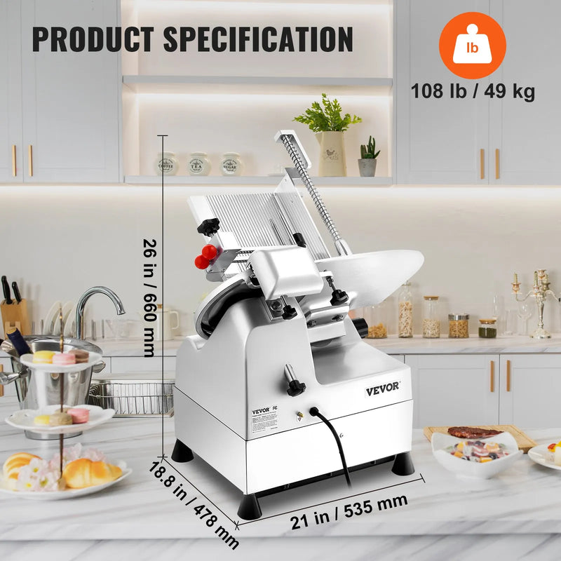 540W Automatic Meat Slicer, 10" Dual Stainless Steel Blades, 0–15mm Adjustable Thickness, Child Lock Protection, DOBA-MS540